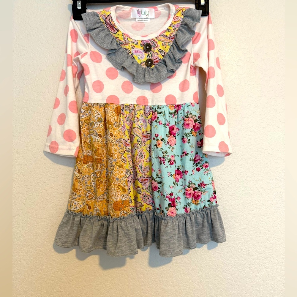 ILY LILLY Colorful Polka Dots, Paisley Prints and Floral Designed Girls Dress